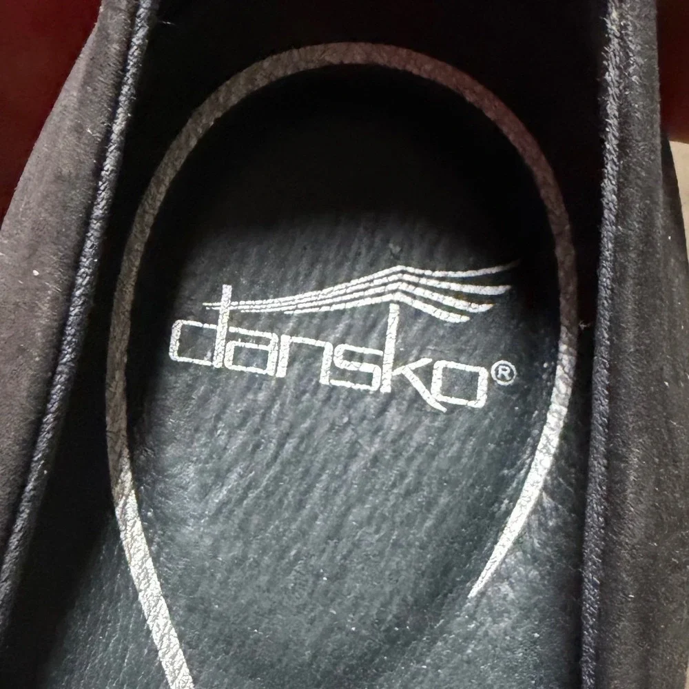 Dansko Black Suede Ankle-Cuff Flats